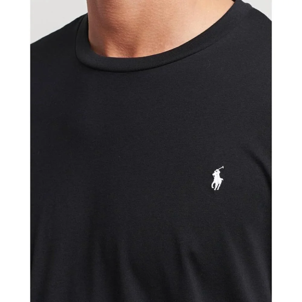 Ralph Lauren Shirt Mens Black Embroidered Logo Crew Neck Long Sleeve Size Small